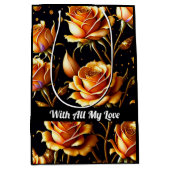 Trendy Luxury Big Gold Roos Collectie Medium Cadeauzakje (Voorkant)