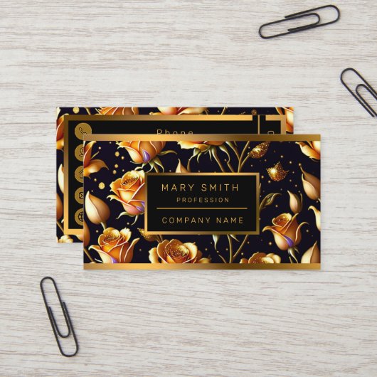 Trendy Luxury Big Gold Roos Collectie Visitekaartje (Voorkant / Achterkant in situ)