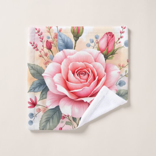 Trendy Luxury Pink Roses Beautiful Collection Bad Handdoek (Wasdoekje)
