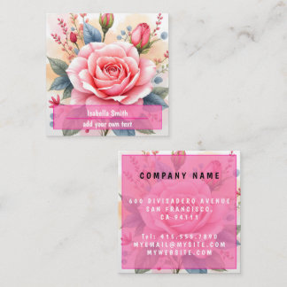 Trendy Luxury Pink Roses Beautiful Collection Vierkante Visitekaartje