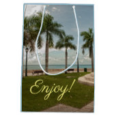 Trendy Maagdeneilanden tropische palmbomen Medium Cadeauzakje (Achterkant)