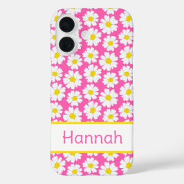 Trendy madeliefjespatroon iPhone 16 hoesje