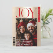 Trendy Magazine Hoesje Familiefoto Kerstvreugde Kaart (Staand voorkant)
