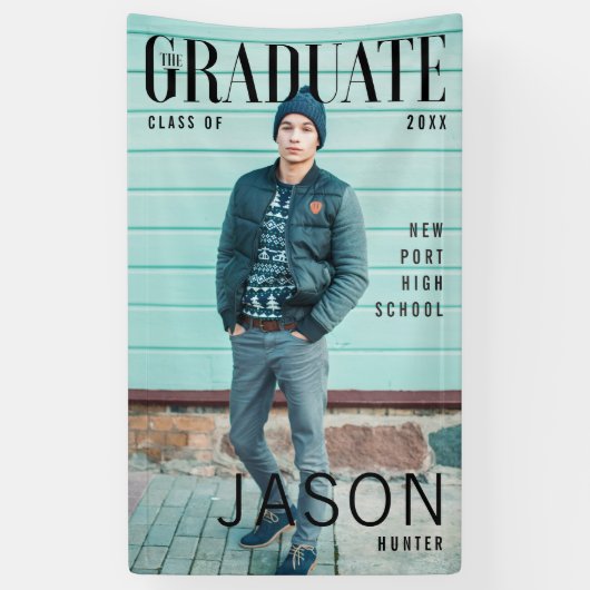 Trendy Magazine Hoesje geïnspireerd Afstuderen Spandoek (Verticaal)