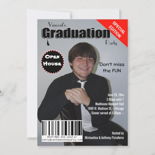 Trendy Magazine Hoesje Graduation Party Invite Kaart (Voorkant)