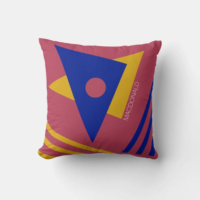 Trendy Magenta Abstracte geometrische driehoeken Kussen (Voorkant)