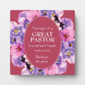Trendy MAGENTA Bloemige Pastor Kerkwaardering Fotoplaat (Voorkant)