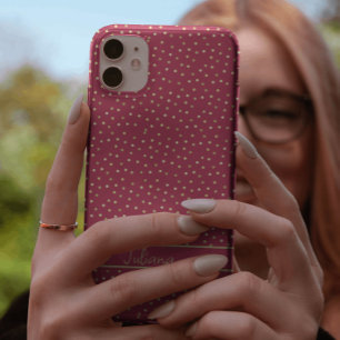 Trendy Magenta & Gold Confetti Stippen op maat Case-Mate iPhone 14 Pro Hoesje