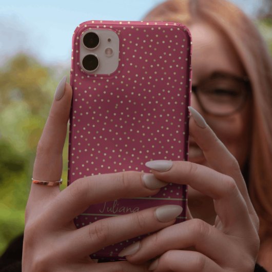 Trendy Magenta & Gold Confetti Stippen op maat Case-Mate iPhone Case