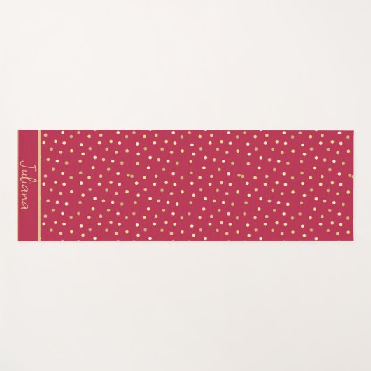 Trendy Magenta & Gold Confetti Stippen op maat Yogamat (Voorkant (horizontaal))