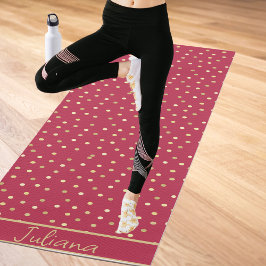 Trendy Magenta & Gold Confetti Stippen op maat Yogamat