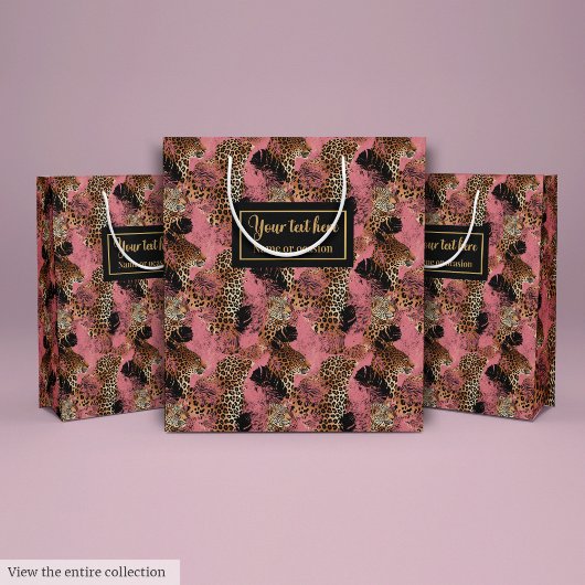 Trendy magenta leopard animal skin gift pack medium cadeauzakje