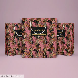 Trendy magenta luipaard dierenhuid cadeauverpakkin medium cadeauzakje