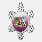 trendy magenta maroon marsala burgundy ombre tin sneeuwvlok ornament (Rechts)