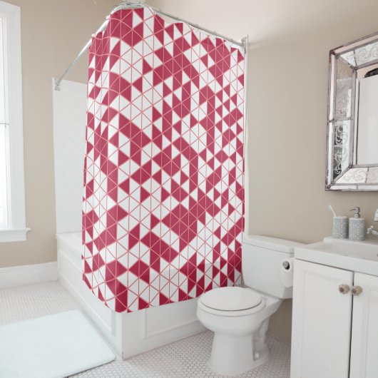 Trendy Magenta roze Geometric Pattern Douchegordijn (In situ)