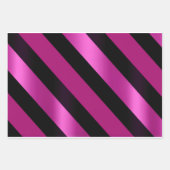 Trendy Magenta Roze, Zwart & Wit Gestreept Inpakpapier Vel (Voorkant)