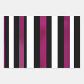 Trendy Magenta Roze, Zwart & Wit Gestreept Inpakpapier Vel (Voorkant 3)