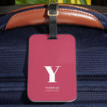 Trendy Magenta Simple Monogram Name Bagagelabel<br><div class="desc">Trendy Magenta Simple Monogram Name Bagagelabel</div>