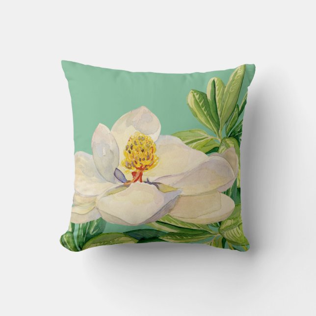 Trendy Magnolia Floral art Decoratief Sierkussen (Voorkant)