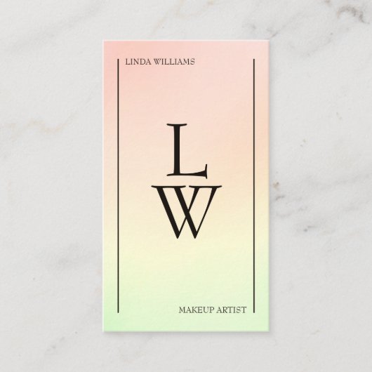 Trendy make-up artiest licht kleurrijk verloop visitekaartje (Voorkant)