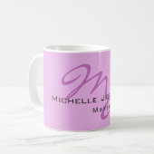 Trendy make-up artiest Lila & orchidee kleur monog Koffiemok (Voorkant links)