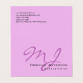 Trendy make-up artiest Lila & orchidee kleur monog Visitekaartje (Buitenkant ongevouwen)