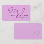 Trendy make-up artiest Lila & orchidee kleur monog Visitekaartje (Voorkant / Achterkant)