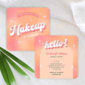 Trendy make-up artiest meisje retro perzik schoonh vierkante visitekaartje