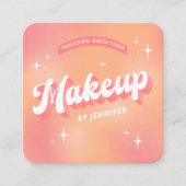 Trendy make-up artiest meisje retro perzik schoonh vierkante visitekaartje (Voorkant)