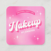 Trendy make-up artiest roze meisje groovy schoonhe vierkante visitekaartje (Voorkant)