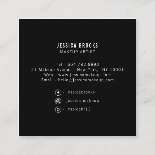 Trendy make-up artist oogschaduw natuurlijke palet vierkante visitekaartje (Achterkant)