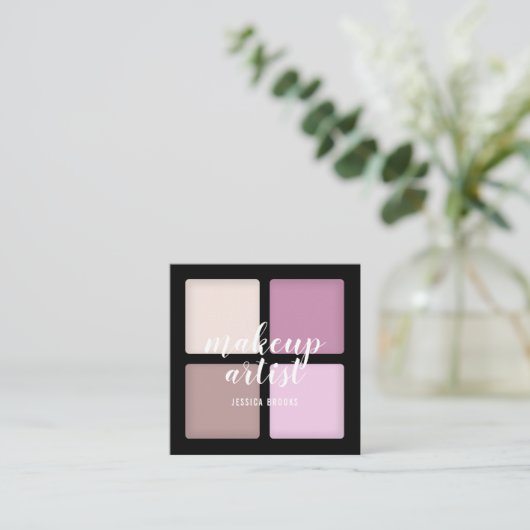 Trendy make-up artist oogschaduw natuurlijke palet vierkante visitekaartje (Staand voorkant)