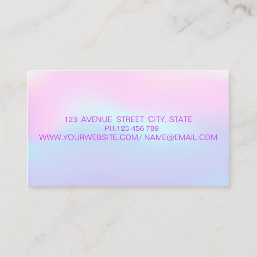 Trendy Makeup Artist, Holografisch Faux Lashes Visitekaartje (Achterkant)