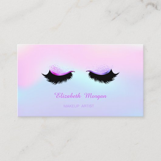 Trendy Makeup Artist, Holografisch Faux Lashes Visitekaartje (Voorkant)