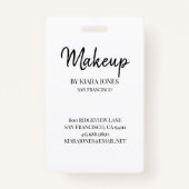 Trendy Makeup Artist Photo White Script Badge (Achterkant)