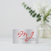 Trendy Makeup Artist Silver Gray Monogram Visitekaartje (Staand voorkant)