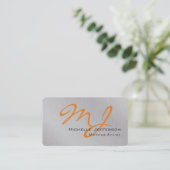 Trendy Makeup Artist Silver Grey Oranje Monogram Visitekaartje (Staand voorkant)