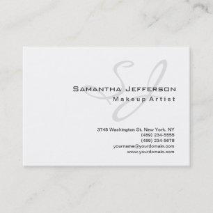 Trendy Makeup Artist White Grey Monogram Visitekaartje