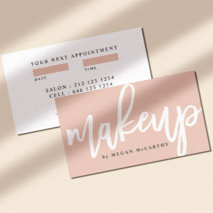 Trendy Makeup Script Blush Pink Appointment Visitekaartje