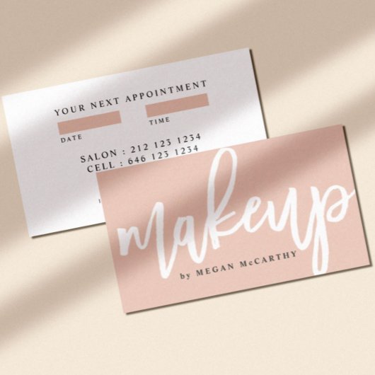 Trendy Makeup Script Blush Pink Appointment Visitekaartje