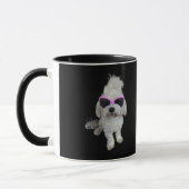 Trendy Maltese hond met roze bril - Schattige huis Mok (Links)