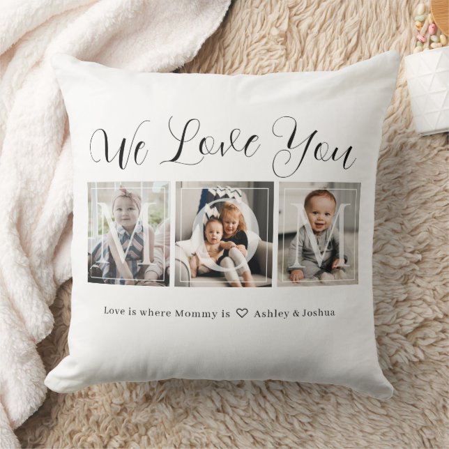 Trendy mam Familie Foto Collage Lumbar Pillow Kussen (Deken)