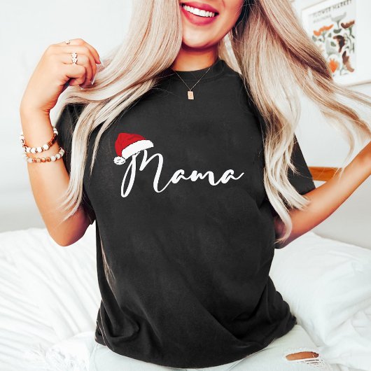 Trendy Mama Kerstmis Kerstman Hoed Zwart T-shirt