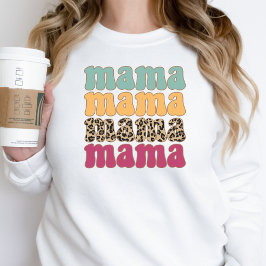 Trendy Mama Sweatshirt mama Shirt Leopard Print