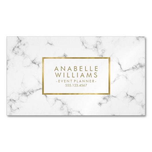 Trendy Marble en Faux Gold Texture Magnetisch Visitekaartje (Voorkant)