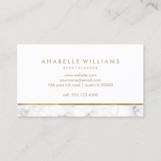 Trendy Marble en Faux Gold Texture Visitekaartje (Achterkant)