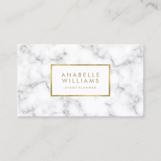 Trendy Marble en Faux Gold Texture Visitekaartje (Voorkant)
