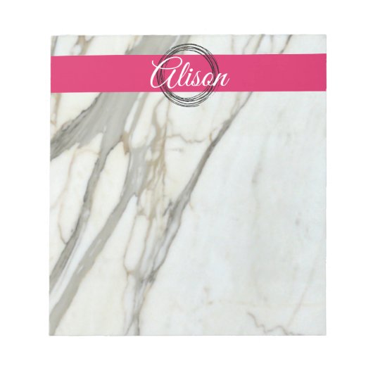 Trendy marble, fuchsia roze notitieblok (Voorkant)
