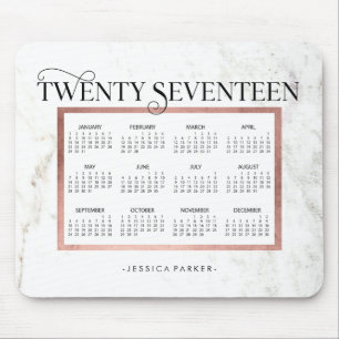 Trendy Marble Kijk   Faux Roos Gold 2017 Agenda Muismat