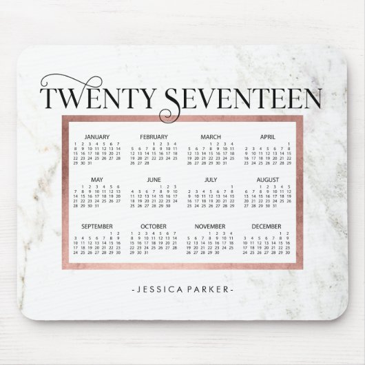 Trendy Marble Kijk | Faux Roos Gold 2017 Agenda Muismat (Voorkant)